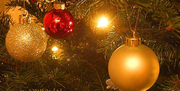 Christmas tree lights and decorations