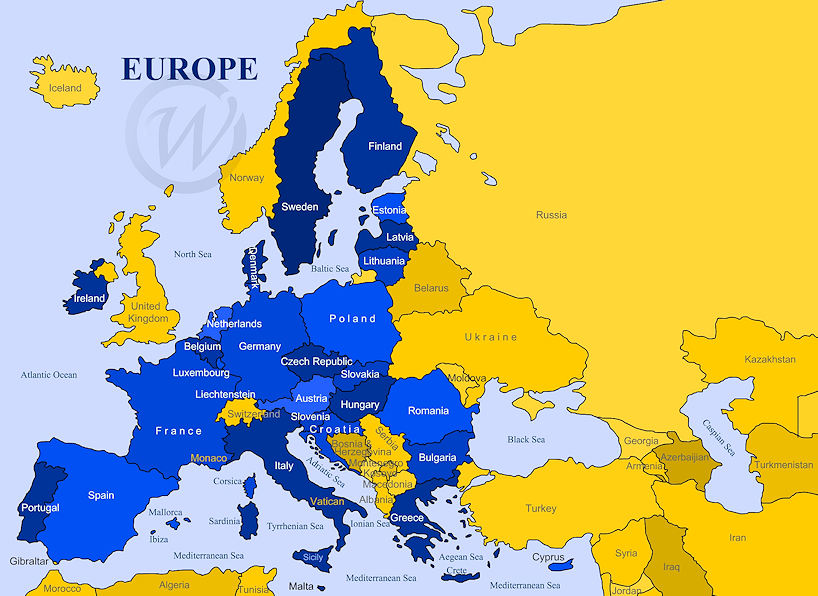 Lists eu. European Union Map.