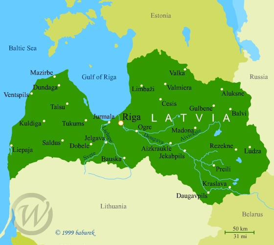 Map  of Latvia