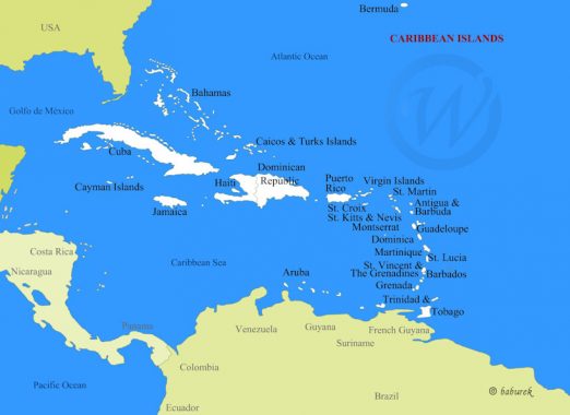 Printable Map Of All Caribbean Islands