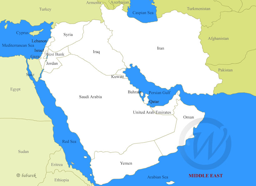 Middle East on the map